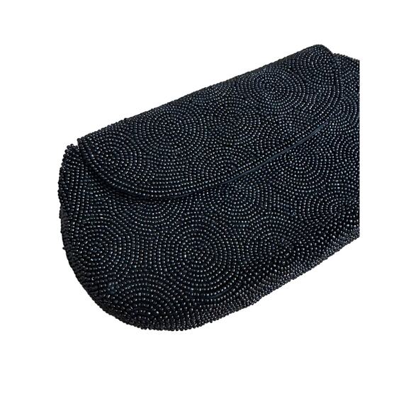 Black Beaded 1950s Vintage Clutch from Japan - Picture 2 of 6